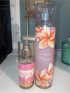 Bath & Body Works Plumeria & Strawberry Pound Cake Body Mists